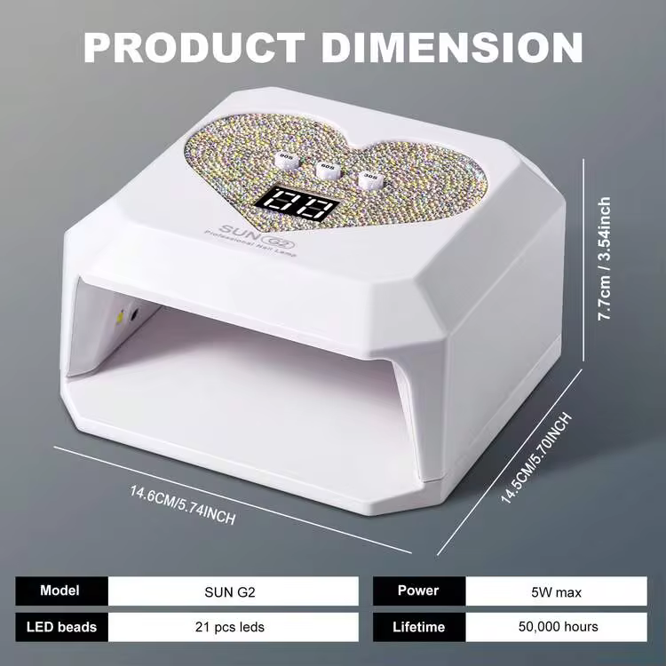 LIMEGIRL Professional UV Nail Lamp, Colorful Crystal Heart Shaped Nail Dryer, Large Capacity Gel Nail Lamp With Cute Heart-Shaped Timer Button, Fast Curing Lamp With LCD Display And Auto Sensor, Suitable For Gel Manicure, Christmas Gift, For Women And Girls, For Nail Salon And Home Use, Purple, Pink, White