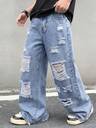 Little Byeori Tween Boy Fashion Casual Y2k Vintage Cool Street Basic Simple And Comfortable Black Denim Loose Straight-Leg Jeans For Dailywear School And Autumn And Rave Festival And Streetwear - Image 12