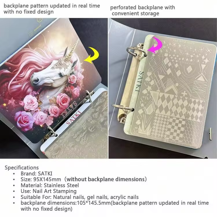 Nail Art Stamping Plate, Steel Stamping Plate For Beginners, No Hand-Painting Required, Nail Decoration Template, Panda Bamboo Lively Butterfly French Line Plaid Nail Art Pattern Transparent Transfer Silicone Stamp Steel Plate Nail Art Tool - Image 10