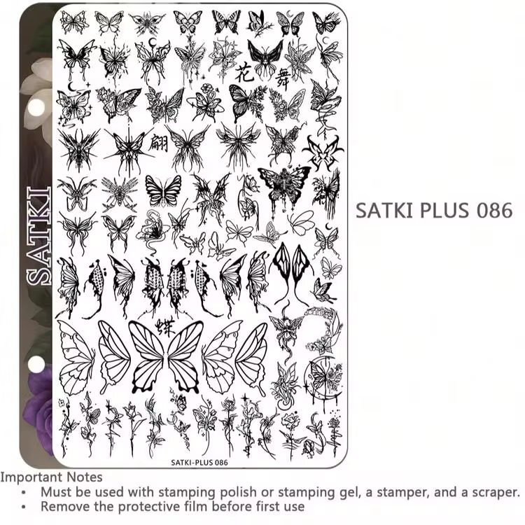 Nail Art Stamping Plate, Steel Stamping Plate For Beginners, No Hand-Painting Required, Nail Decoration Template, Panda Bamboo Lively Butterfly French Line Plaid Nail Art Pattern Transparent Transfer Silicone Stamp Steel Plate Nail Art Tool - Image 11