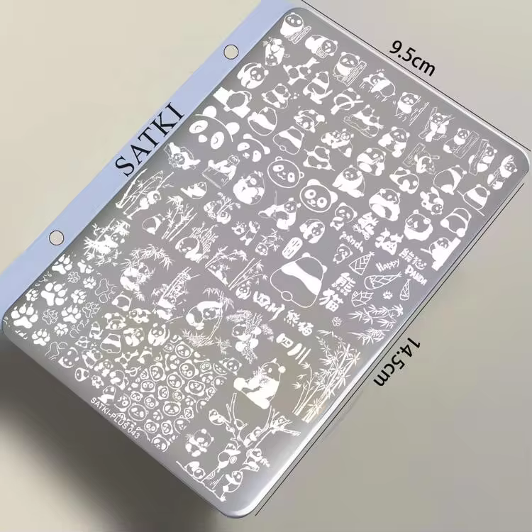Nail Art Stamping Plate, Steel Stamping Plate For Beginners, No Hand-Painting Required, Nail Decoration Template, Panda Bamboo Lively Butterfly French Line Plaid Nail Art Pattern Transparent Transfer Silicone Stamp Steel Plate Nail Art Tool - Image 2