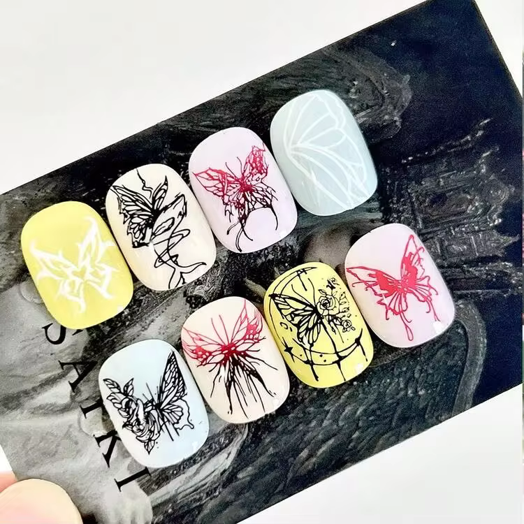Nail Art Stamping Plate, Steel Stamping Plate For Beginners, No Hand-Painting Required, Nail Decoration Template, Panda Bamboo Lively Butterfly French Line Plaid Nail Art Pattern Transparent Transfer Silicone Stamp Steel Plate Nail Art Tool - Image 6