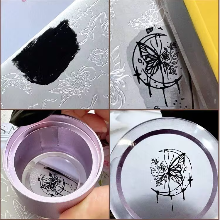 Nail Art Stamping Plate, Steel Stamping Plate For Beginners, No Hand-Painting Required, Nail Decoration Template, Panda Bamboo Lively Butterfly French Line Plaid Nail Art Pattern Transparent Transfer Silicone Stamp Steel Plate Nail Art Tool - Image 7
