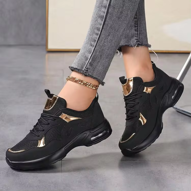New Oversized Air Cushion Lightweight Mesh Breathable Casual Women's Shoes Women's Sports Shoes Road Running Shoes Black Comfortable Travel Shoes - Image 7