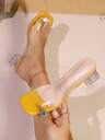 Plus Size Women's Transparent Strap Crystal High Heel Sandals, Sexy Open Toe Chunky Heel Shoes For Party, Beach, Wedding, Summer - Image 10