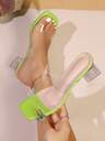 Plus Size Women's Transparent Strap Crystal High Heel Sandals, Sexy Open Toe Chunky Heel Shoes For Party, Beach, Wedding, Summer - Image 11