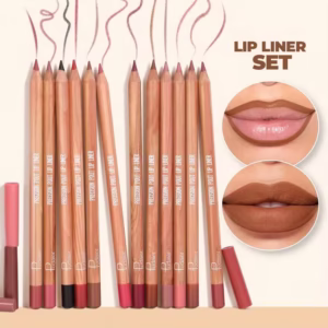 Pudaier 12 Colors Matte Lip Liner Pens,Cream Glide Lip Liner Natural Lip Makeup Soft Pencils Lipstick,Moisturizing, Long-Lasting,Non-Sticking