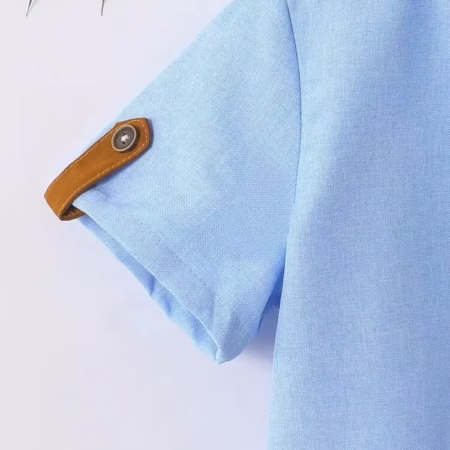 SHEIN Explorewe Young Boy Casual Contrast Color Pocket Front Button Short Sleeve Shirt, Summer - Image 2