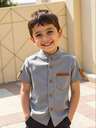 SHEIN Explorewe Young Boy Casual Contrast Color Pocket Front Button Short Sleeve Shirt, Summer - Image 11