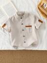 SHEIN Explorewe Young Boy Casual Contrast Color Pocket Front Button Short Sleeve Shirt, Summer - Image 8