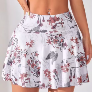 SHEIN Sovereign Charm Women Vacation Simple Leisure Plants Print Sports Skorttennis Skirt Athletic Skirt