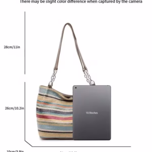Simple Big Capacity Tote Bag Rainbow Shoulder Bag,Straw Bag