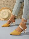 Stylish Versatile Spring/Summer High Heel Chunky Heel Pointed Toe Two-Way Mules - Image 11