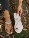 Summer New PU Maple Leaf Women's Flat Sandals, Flip Flops, Outdoor Slip-On Comfortable Beach Style Toe-Ring Sandals - Image 10
