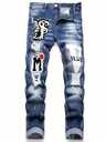 Teen Boy Fashion Distressed Applique Denim Jeans - Image 9