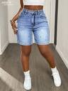 Women's Casual Rhinestone Button Fly Denim Shorts, Versatile For Daily Wear White Summer - Image 10