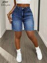 Women's Casual Rhinestone Button Fly Denim Shorts, Versatile For Daily Wear White Summer - Image 11