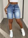 Women's Casual Rhinestone Button Fly Denim Shorts, Versatile For Daily Wear White Summer - Image 12