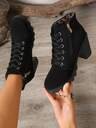 Vintage Women's Spring/Autumn Lace-Up High Heel Chelsea Boots, Style, Narrow Fit, Recommend Buying One Size Up, PU Material/Synthetic Leather