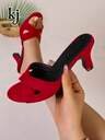 Women's Black High Heel Sandals, European And American Minimalist Commuting Style Suede Criss-Cross Peep Toe Mules, Increase Height Slimming, Suitable For Workplace, Office, Date, Shopping, Vacation, Daily Wear - Image 4