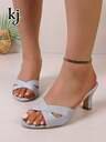 Women's Black High Heel Sandals, European And American Minimalist Commuting Style Suede Criss-Cross Peep Toe Mules, Increase Height Slimming, Suitable For Workplace, Office, Date, Shopping, Vacation, Daily Wear - Image 5