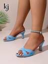 Women's Black High Heel Sandals, European And American Minimalist Commuting Style Suede Criss-Cross Peep Toe Mules, Increase Height Slimming, Suitable For Workplace, Office, Date, Shopping, Vacation, Daily Wear - Image 7