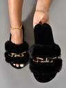 Women's Chain Decor Leopard Print Thermal Slippers, Winter Fashion Cute New Hot-Selling Cross Strap Home Slippers - Image 7