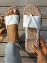Women's Fashion Beach Flip Flops, Plus Size Toe Ring Sandals Suitable For Outdoor Vacation, Open Toe Slippers, Women's Bow Decor Flat Sandals, Lightweight Summer Slippers, Non-Slip Ladies Beach Shoes - Image 6