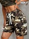 Women's Fashion Casual Camouflage Cargo Shorts, Drawstring Waist, Utility Pockets, Suitable For Summer Casual, Outdoor Sports Or Daily Wear - Image 9