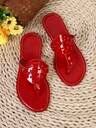 Women's Fashion Casual Minimalist Chic Cute Versatile White Glossy Flat Sandals, Women's Black Glossy Flat Sandals, Women's Blue Glossy Flat Sandals, Women's Red Glossy Flat Sandals, Brown Flat Sandals, Rhinestone, Beaded, Home, Comfortable, Shopping, Outing, Plus Size, Beach, Summer, Slip-On, Round Hollow Pattern, Round Toe, Flat Flip Flops - Image 4