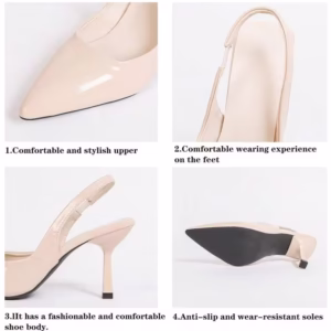 Women's Pointed Toe Kitten Heel Slip-On Sandals