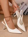 Women's Pointed Toe Kitten Heel Slip-On Sandals - Image 10