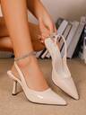 Women's Pointed Toe Kitten Heel Slip-On Sandals - Image 12
