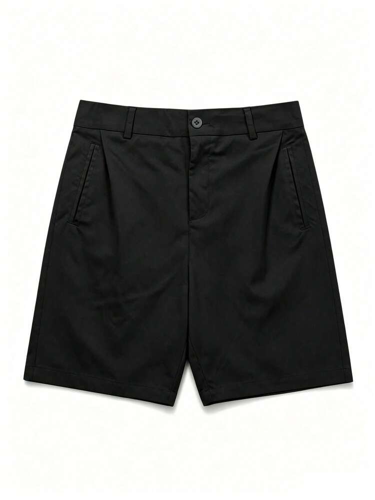 Women's Solid Color Button Casual Versatile Daily Outing Shorts Black Summer, Effortless Style - Image 4