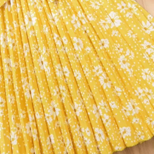 Young Girl Ditsy Floral Spaghetti Strap Dress, Yellow Bohemian Casual Summer Dress For Beach Vacation, Photo Shoot Must-Have, Soft & Breathable, For Outdoor, Birthday Party, Suitable For 4-7 Years Old, Spring/Summer