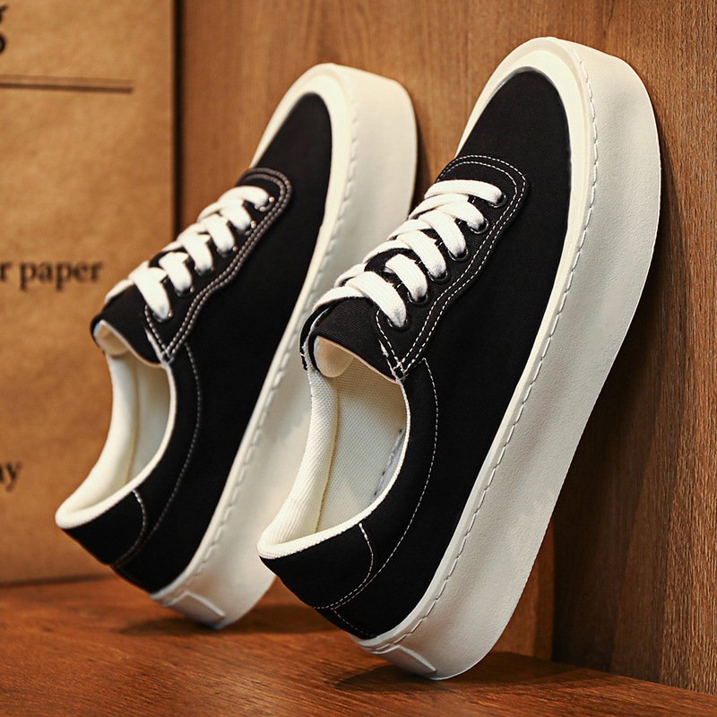 Mens Breathable Canvas Board Shoes With A Height-increasing Sole - Image 2