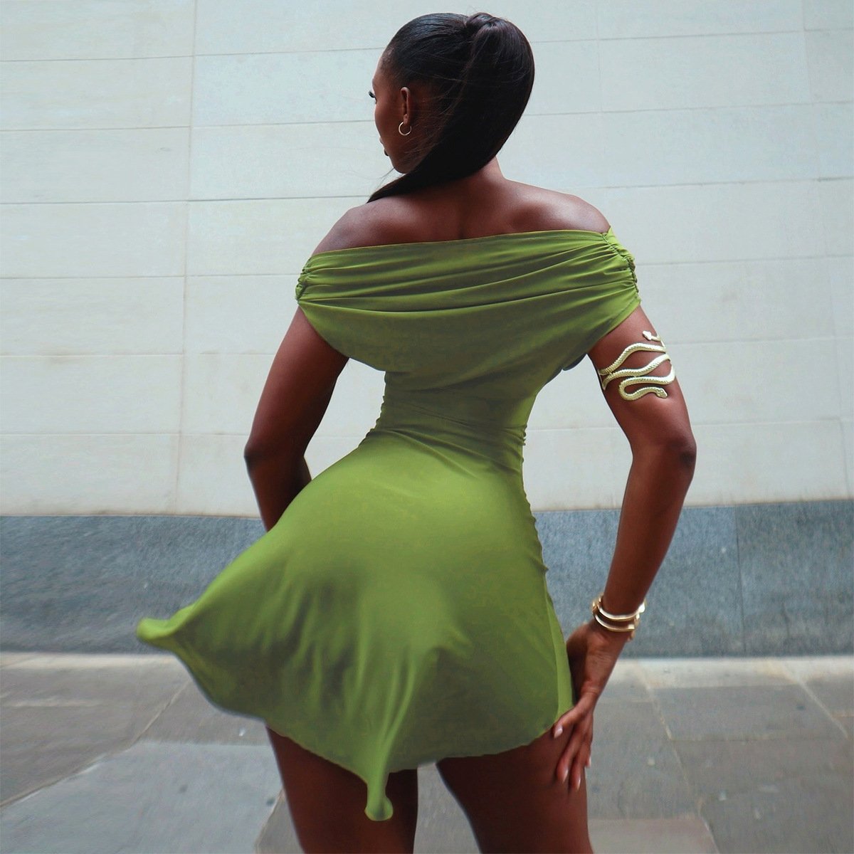 Personalized Hot Girl Off-shoulder European And American Style Dress Women - Image 4