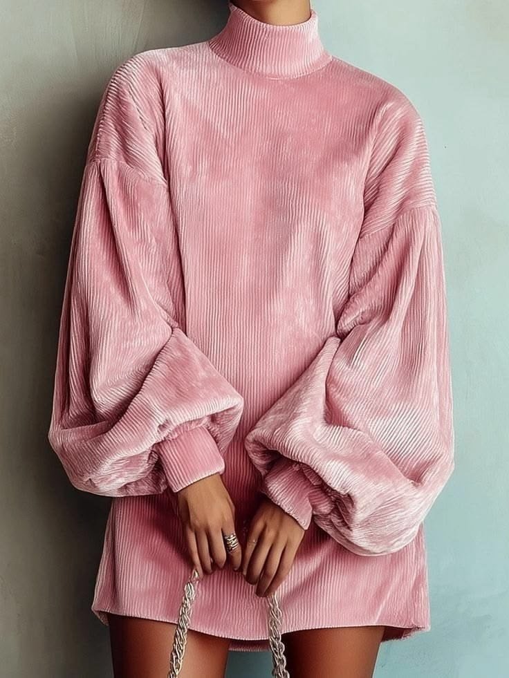 Loose-fitting Long-sleeve Dress With Puff Sleeves - Image 3