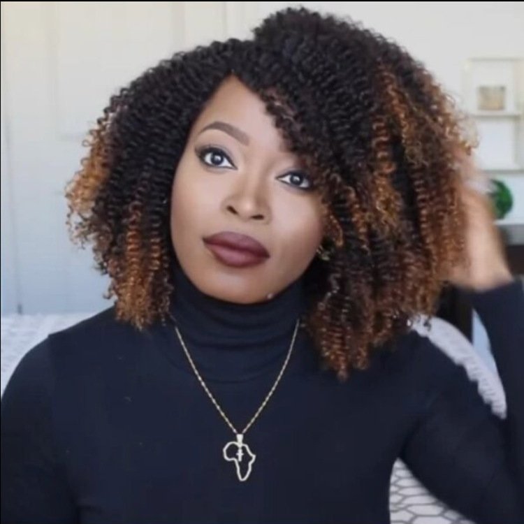 Wig Black Brown African Small Curly Short Curly Hair Synthetic Wigs - Image 4