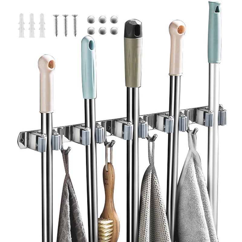 304 Stainless Steel Nail-free Mop Rack - Image 3