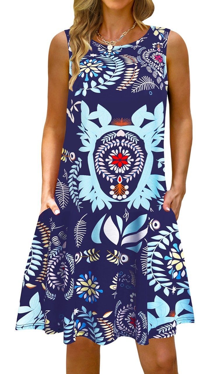 Printed Vest Pocket Dress Women - Image 4