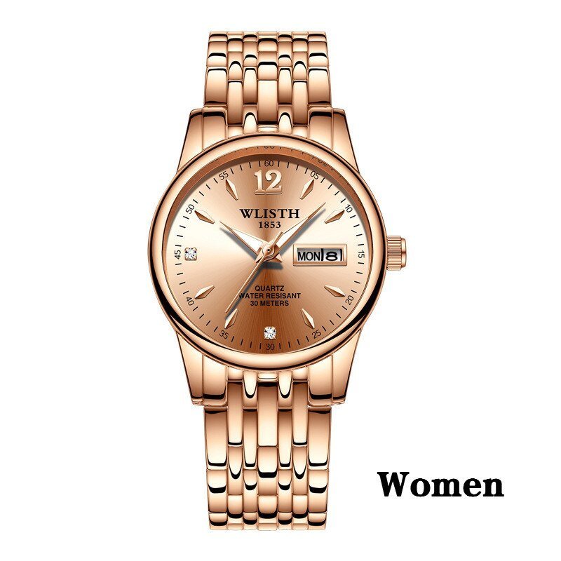 Women Dress Watch Rose Gold Stainless Steel WLISTH Brand Fashion Ladies Wristwatch Week Date Quartz Clock Female Luxury Watches - Image 6