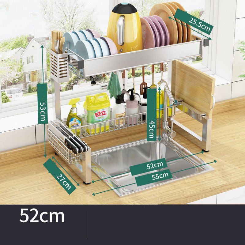 Stainless Steel Kitchen Sink Shelf Countertop Drain - Image 3