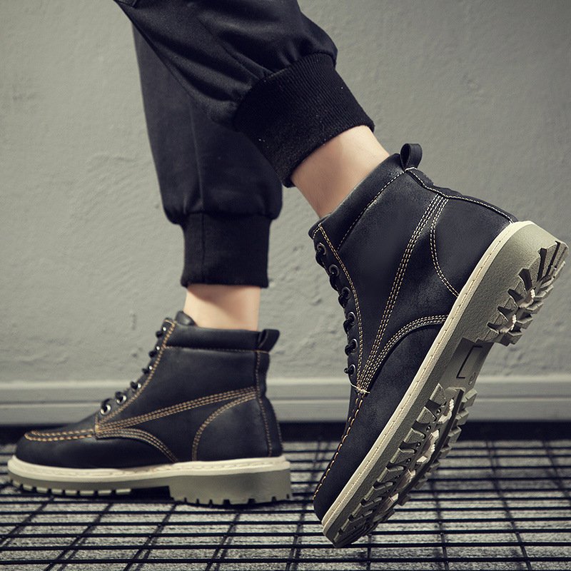 autumn new men's Martin boots trend high-top men's boots locomotive British men's shoes leather tooling boots students - Image 9