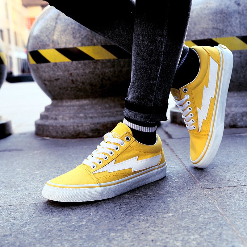 Lightning shoes for men and women couple models low to help retro vulcanized canvas skate shoes - Image 3