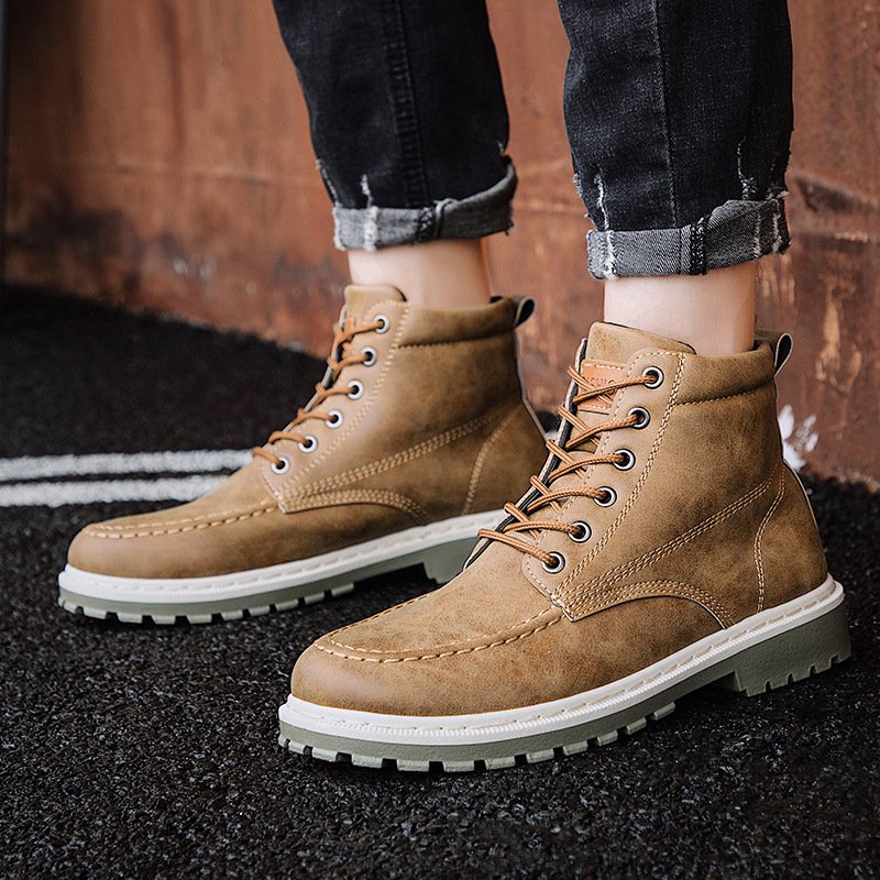 autumn new men's Martin boots trend high-top men's boots locomotive British men's shoes leather tooling boots students