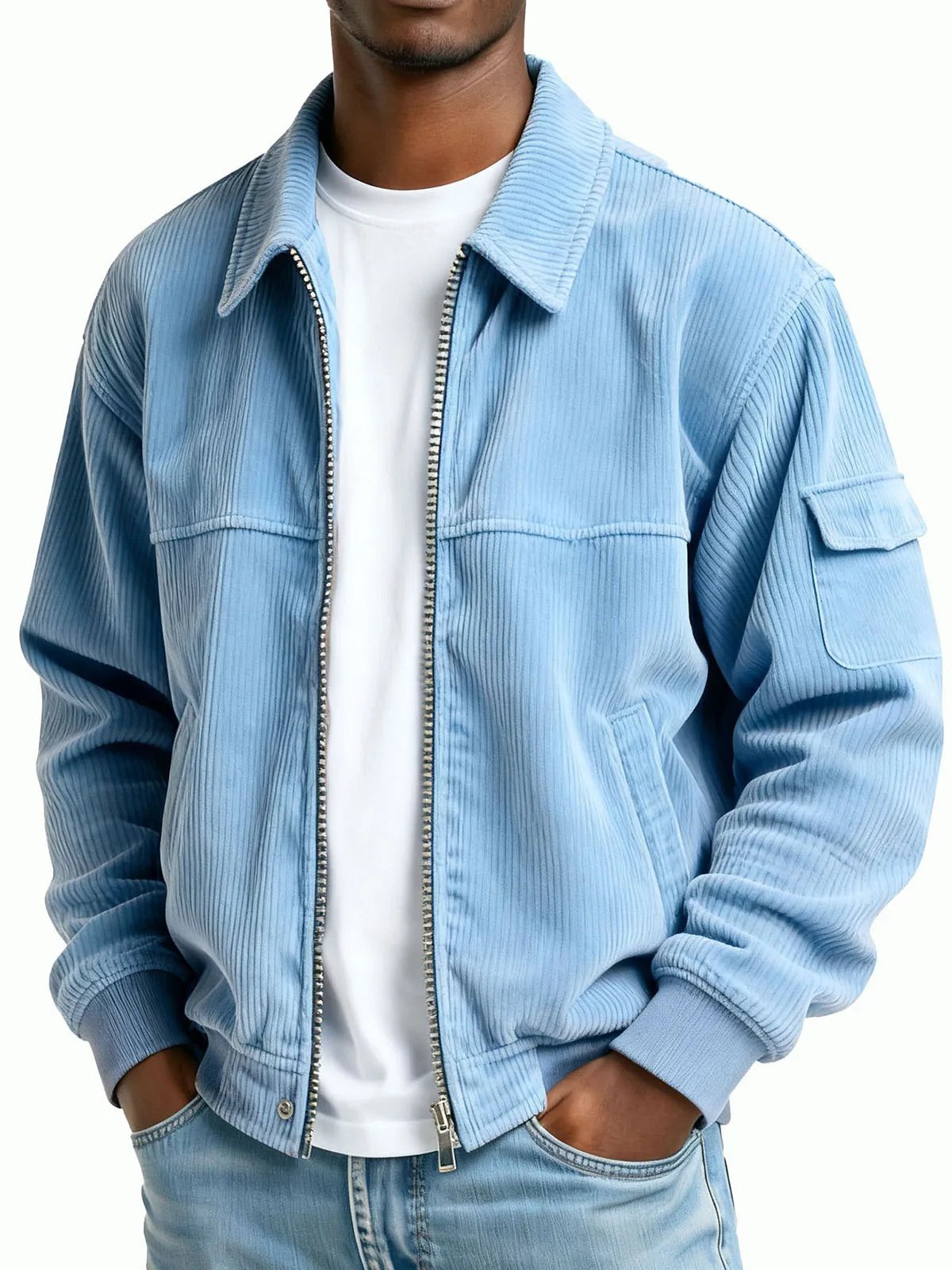 New Men's Retro Corduroy Fashion Casual Long Sleeve Pocket Jacket Men - Image 10