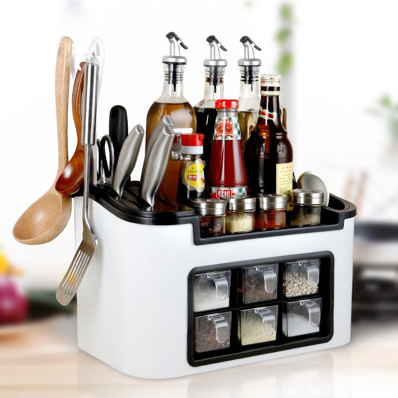 Kitchenware Rack Seasoning Storage Box Multifunctional Floor Condiment Storage Knife Rack - Image 4