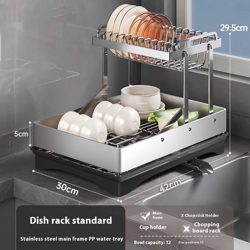 Stainless Steel Dish Storage Rack Draining Plate Rack - Image 3