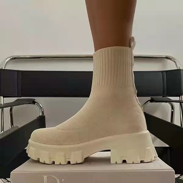 Women Sock Boots Platform Chunky Heels Shoes - Image 3